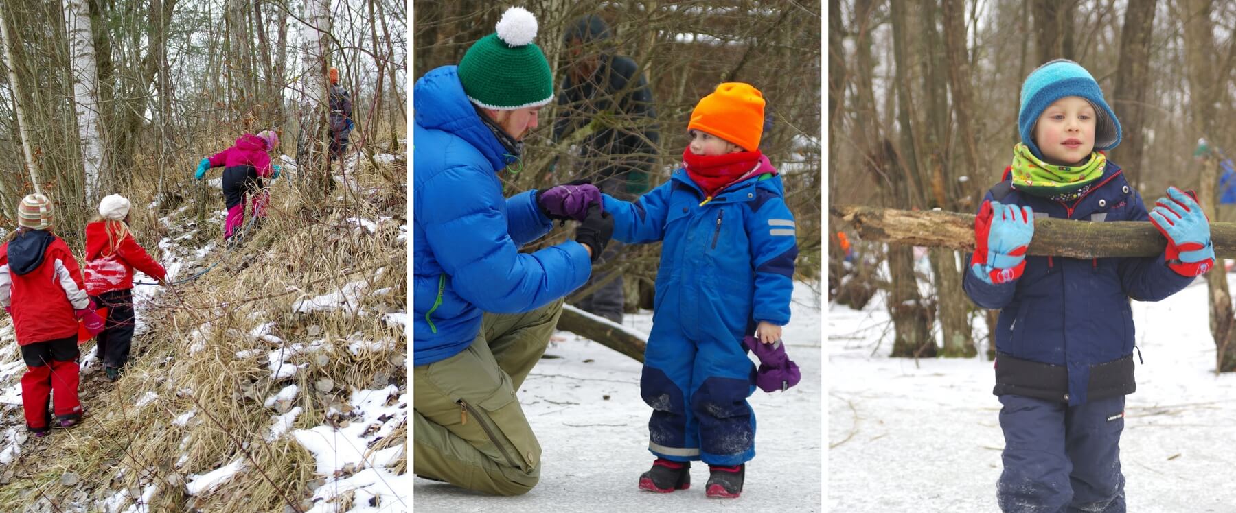 Kinder spielen im Winter